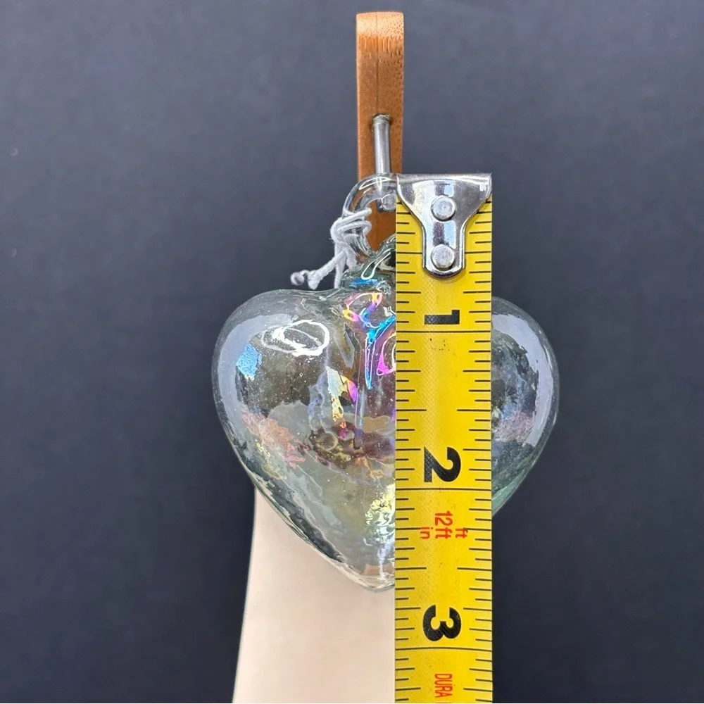 Anthropologie x Terrain Hand Blown Clear Recycled Glass Heart Ornament 3” NWT